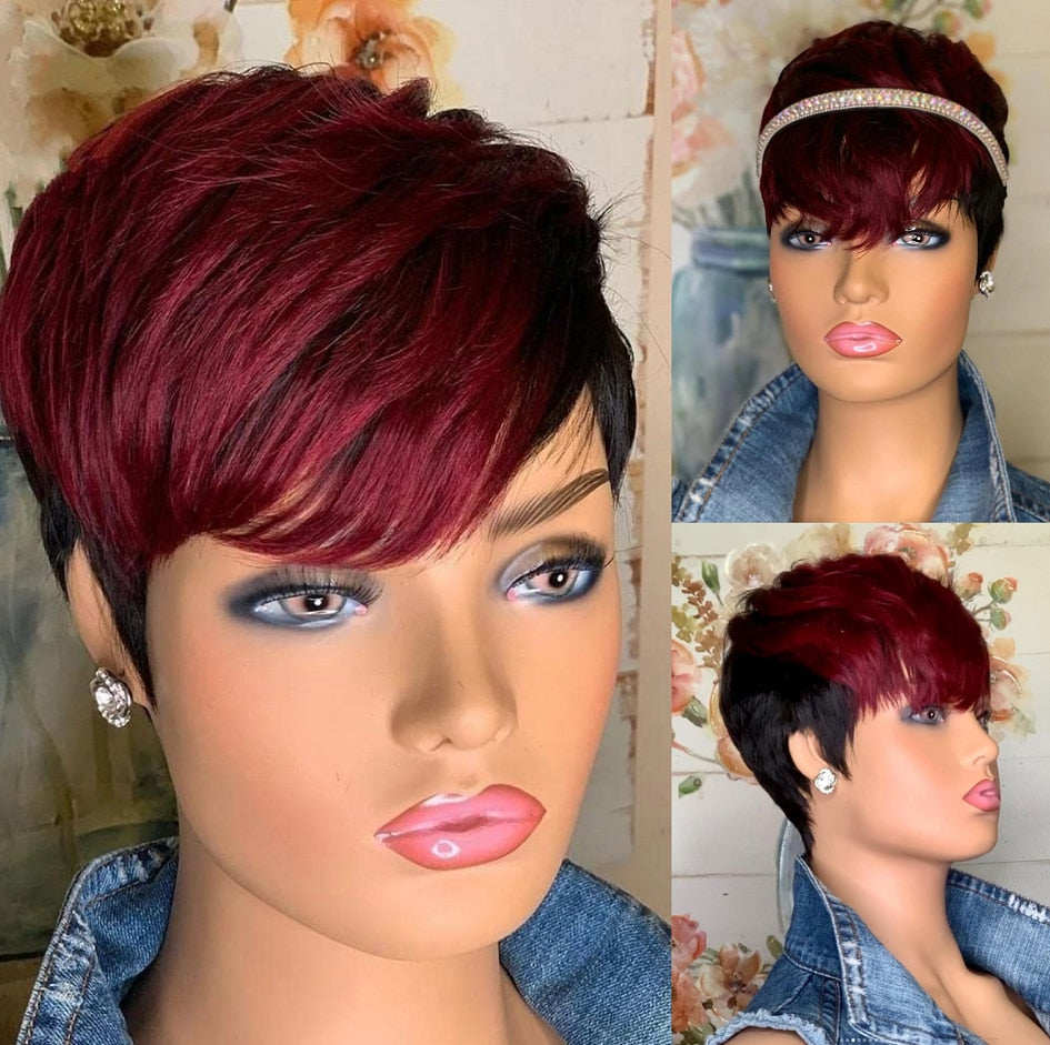 Highlight Wigs Short Straight Pixie Cut