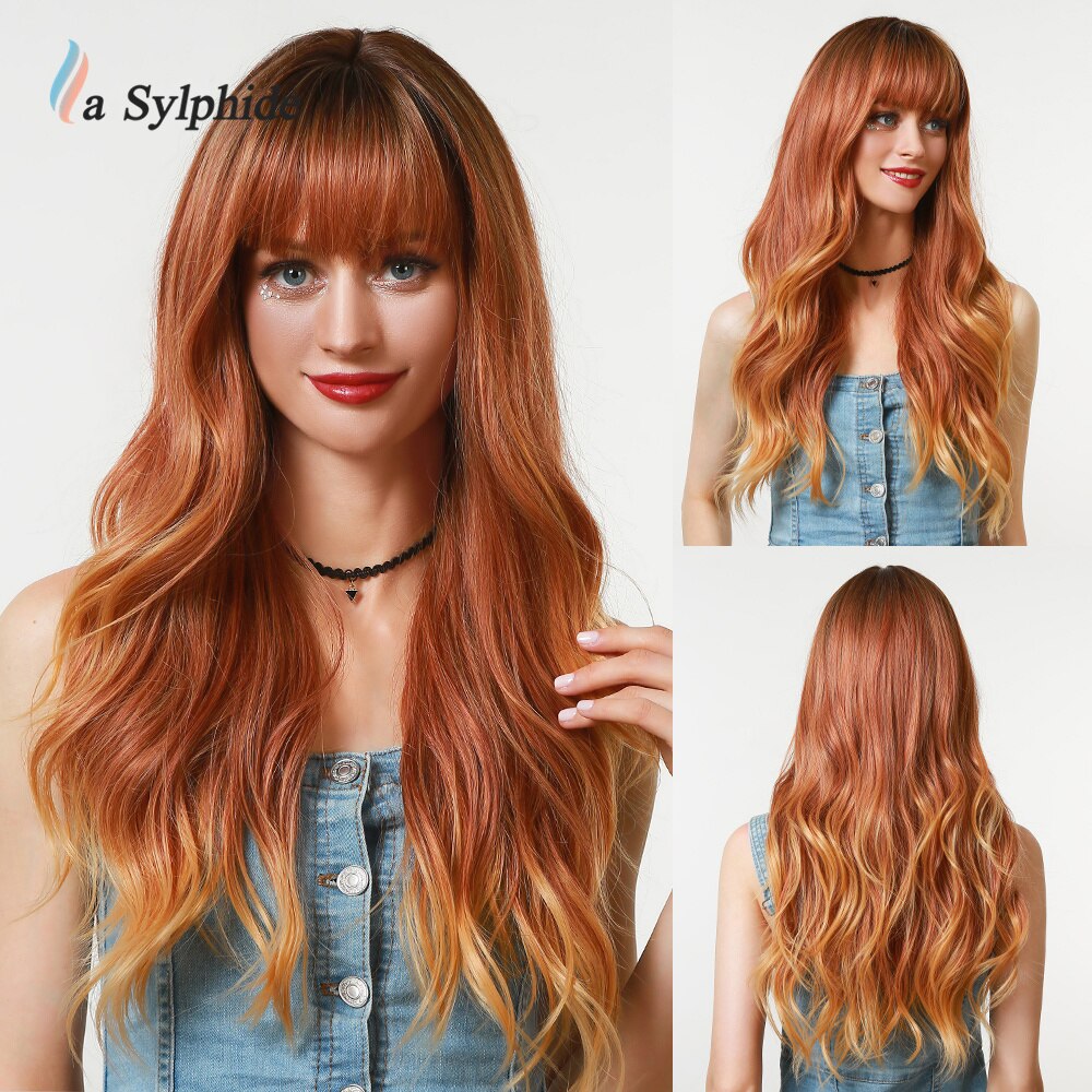 Orange Synthetic hair Wigs