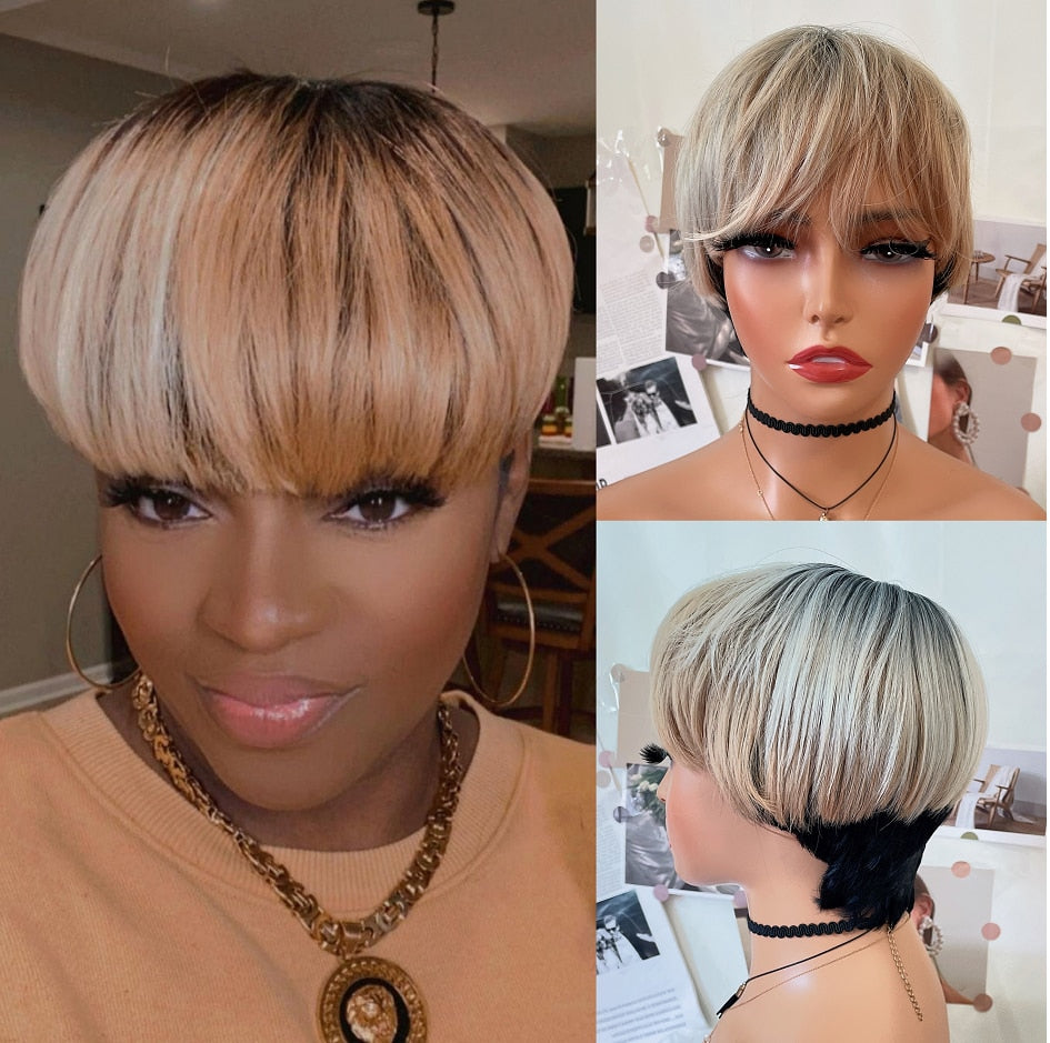 Highlight Wigs Short Straight Pixie Cut