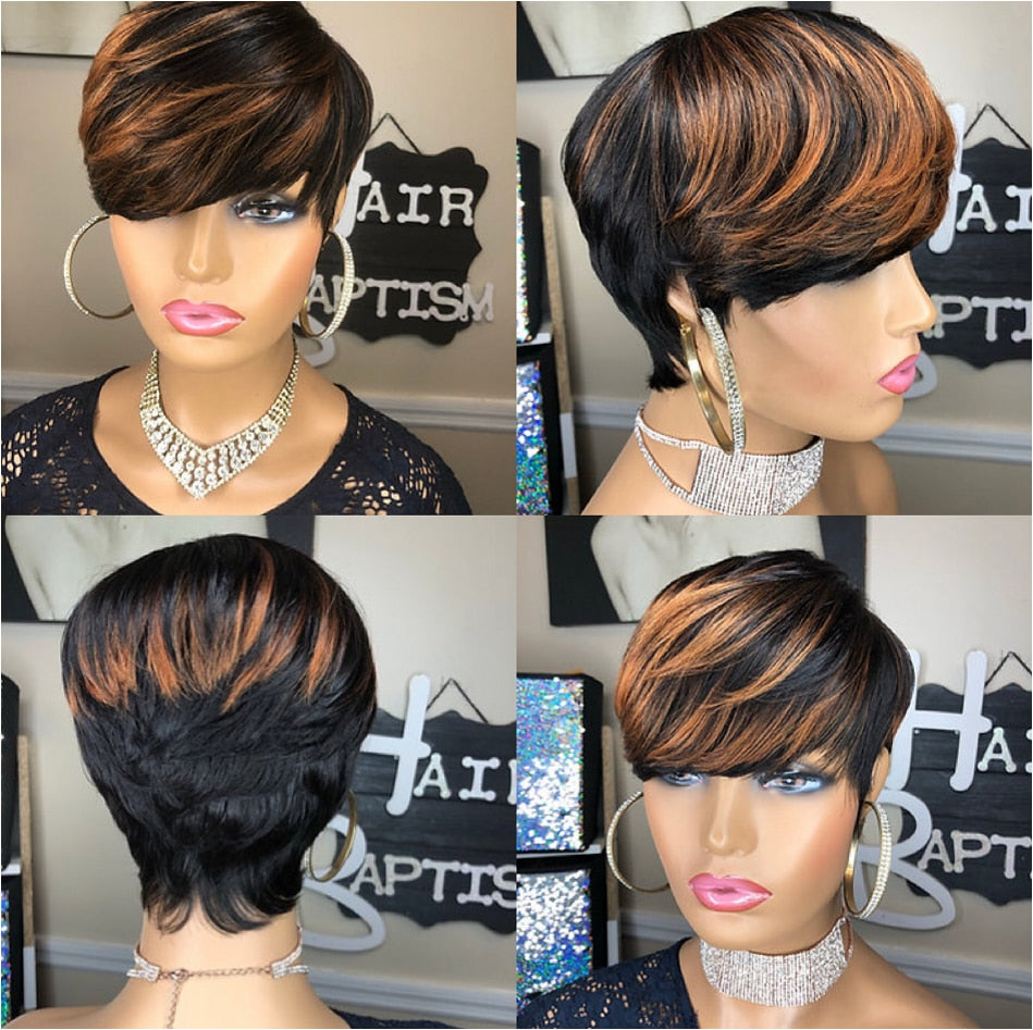 Highlight Wigs Short Straight Pixie Cut
