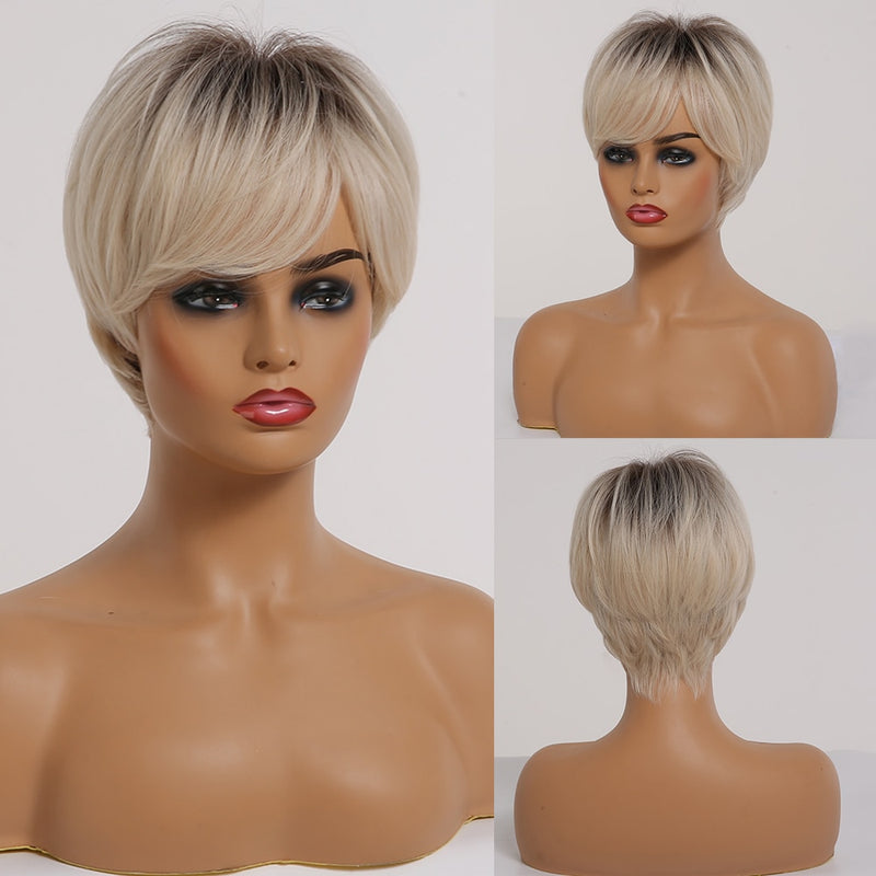 Brown Blonde Short Hair Wigs