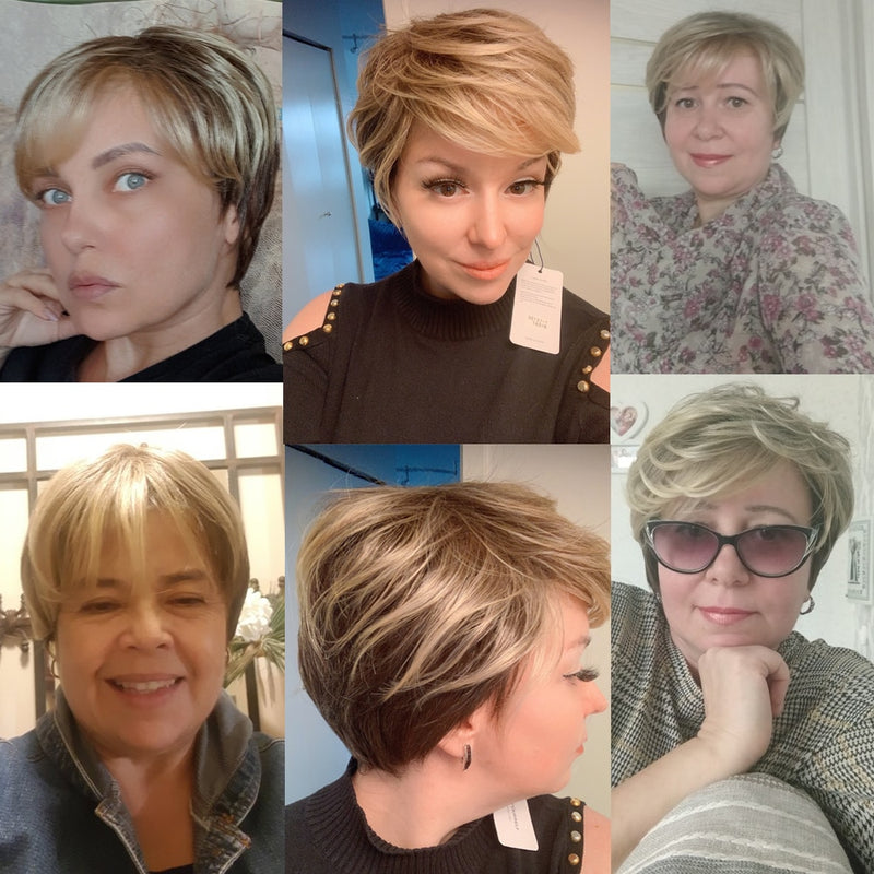 Brown Blonde Short Hair Wigs