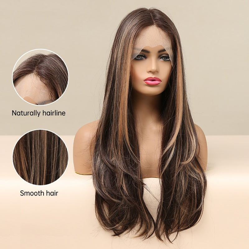 Long Brown Natural Hair Wigs