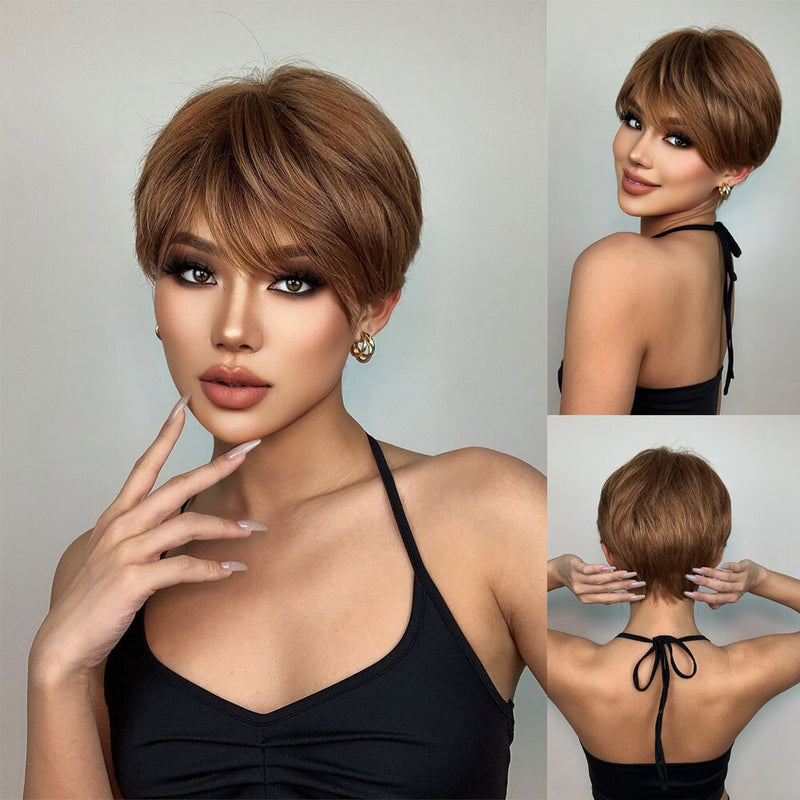 Brown Blonde Short Hair Wigs