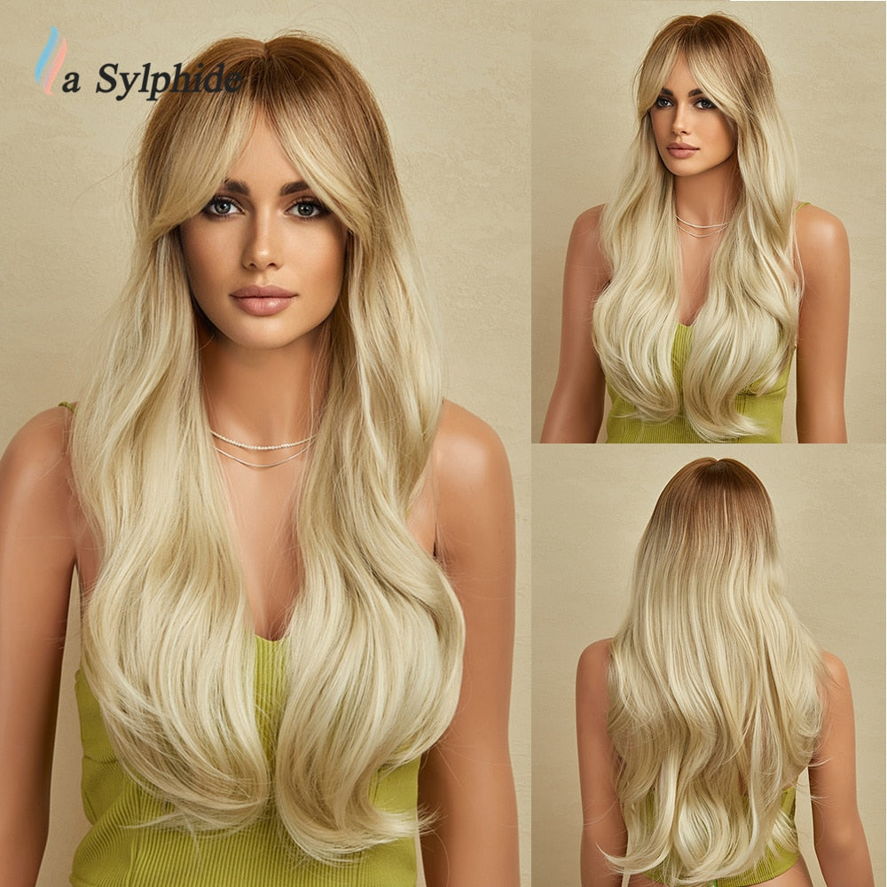 Orange Synthetic hair Wigs