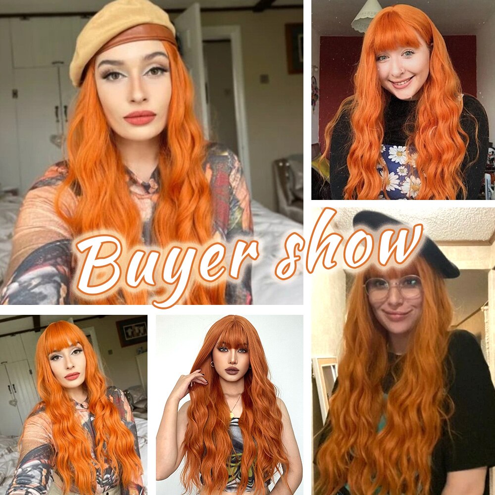 Orange Synthetic hair Wigs
