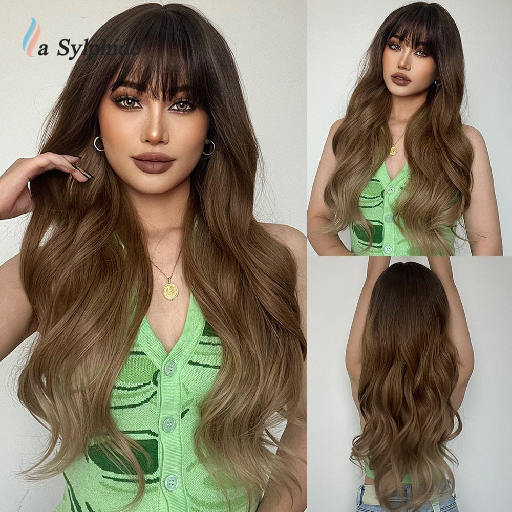 Orange Synthetic hair Wigs