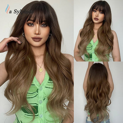 Orange Synthetic hair Wigs