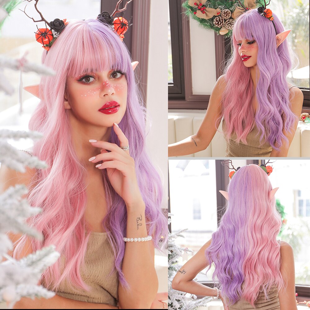 Orange Synthetic hair Wigs