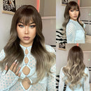 Brown Mixed Blonde Wigs & Bang