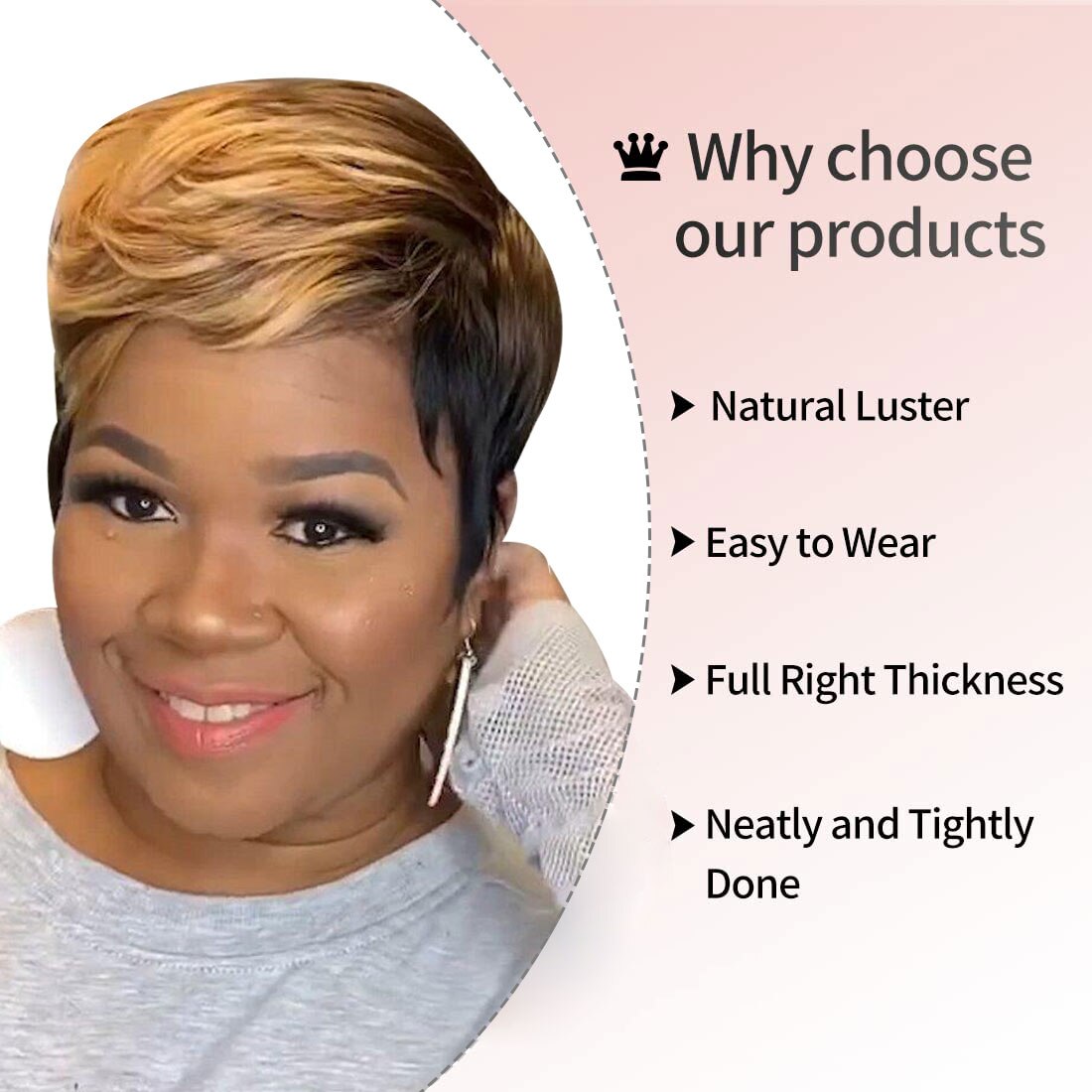 Highlight Wigs Short Straight Pixie Cut