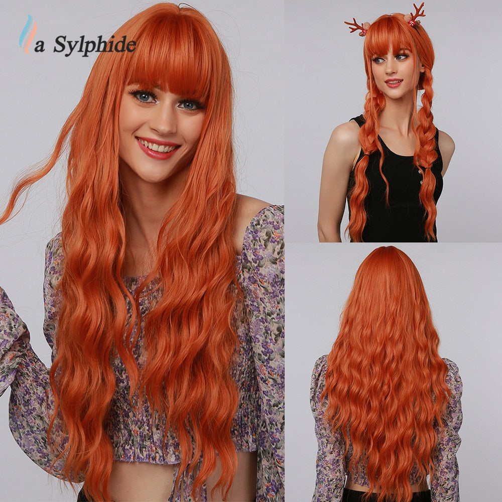 Orange Synthetic hair Wigs