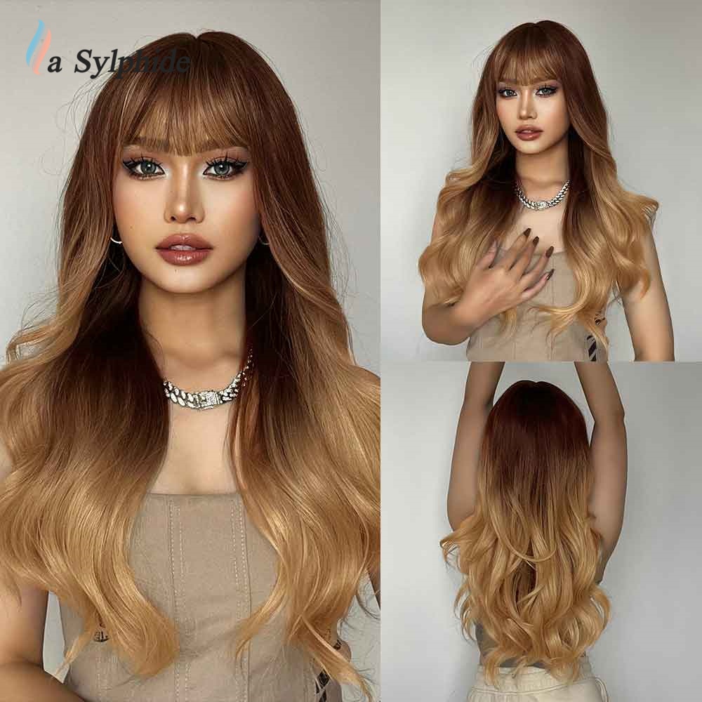 Orange Synthetic hair Wigs